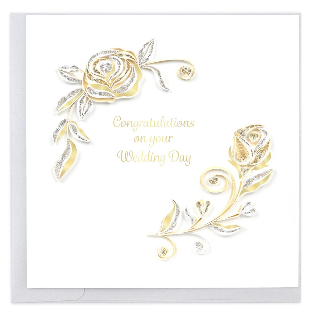 White Rose Wedding Quilling Card LV273