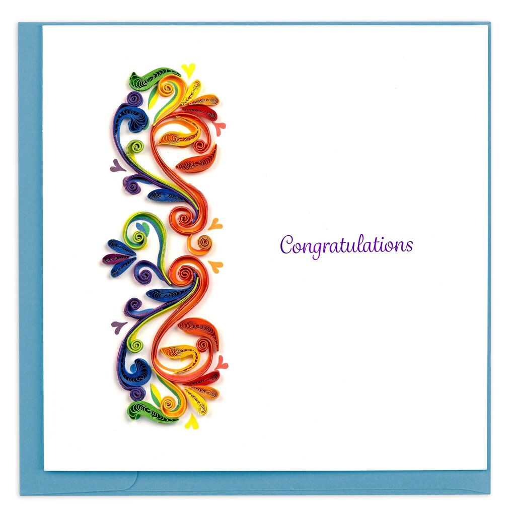 Rainbow Swirl Congratulations Quilling Card LV277