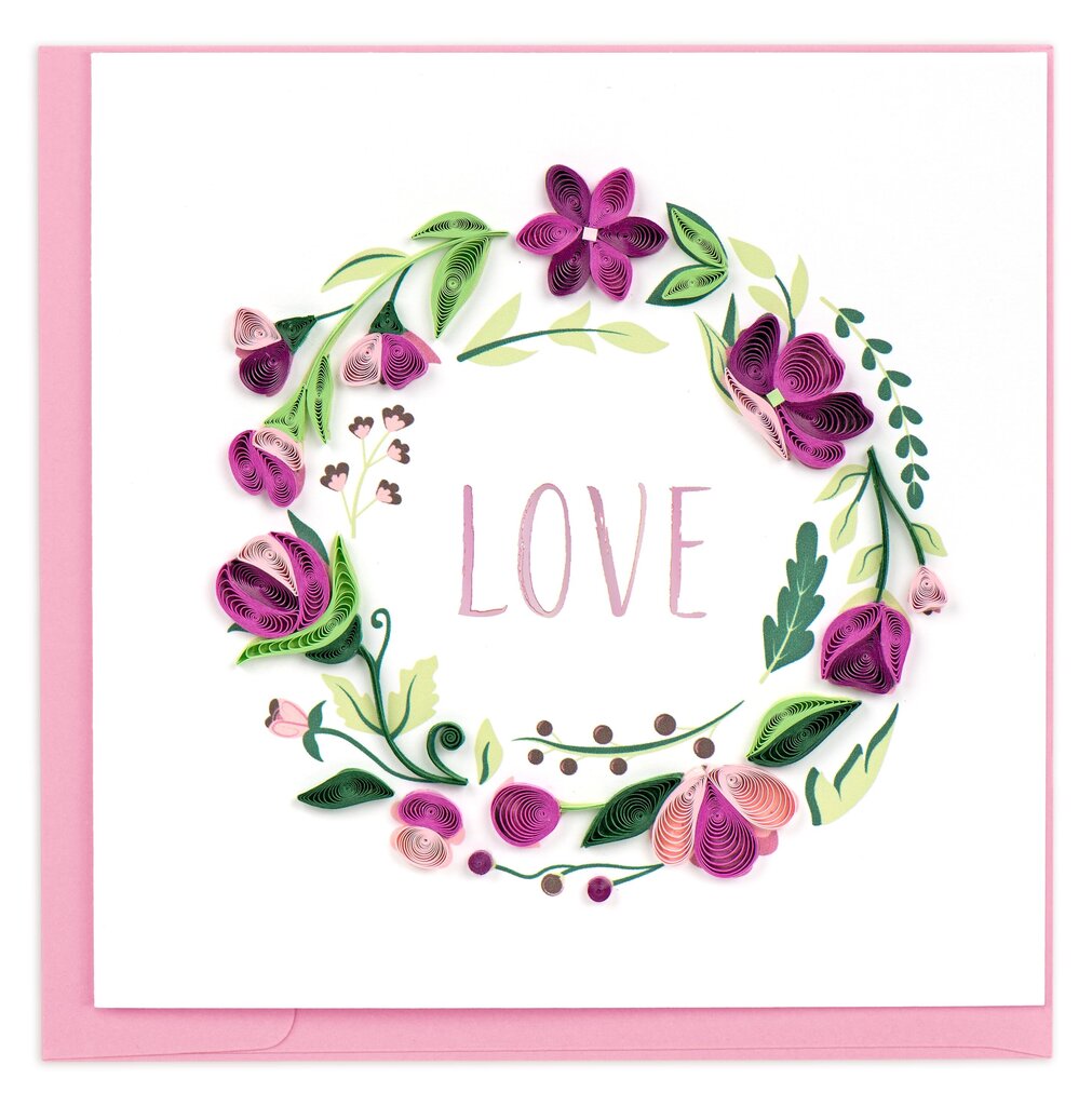 LOVE Floral Wreath Quilling Card LV268