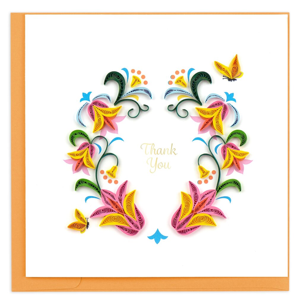 Thank You Flower Wreath Quilling Card TY007