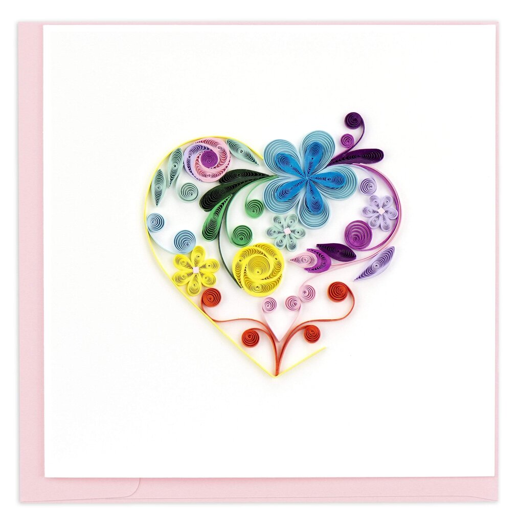 Floral Rainbow Heart Quilling Card LV242