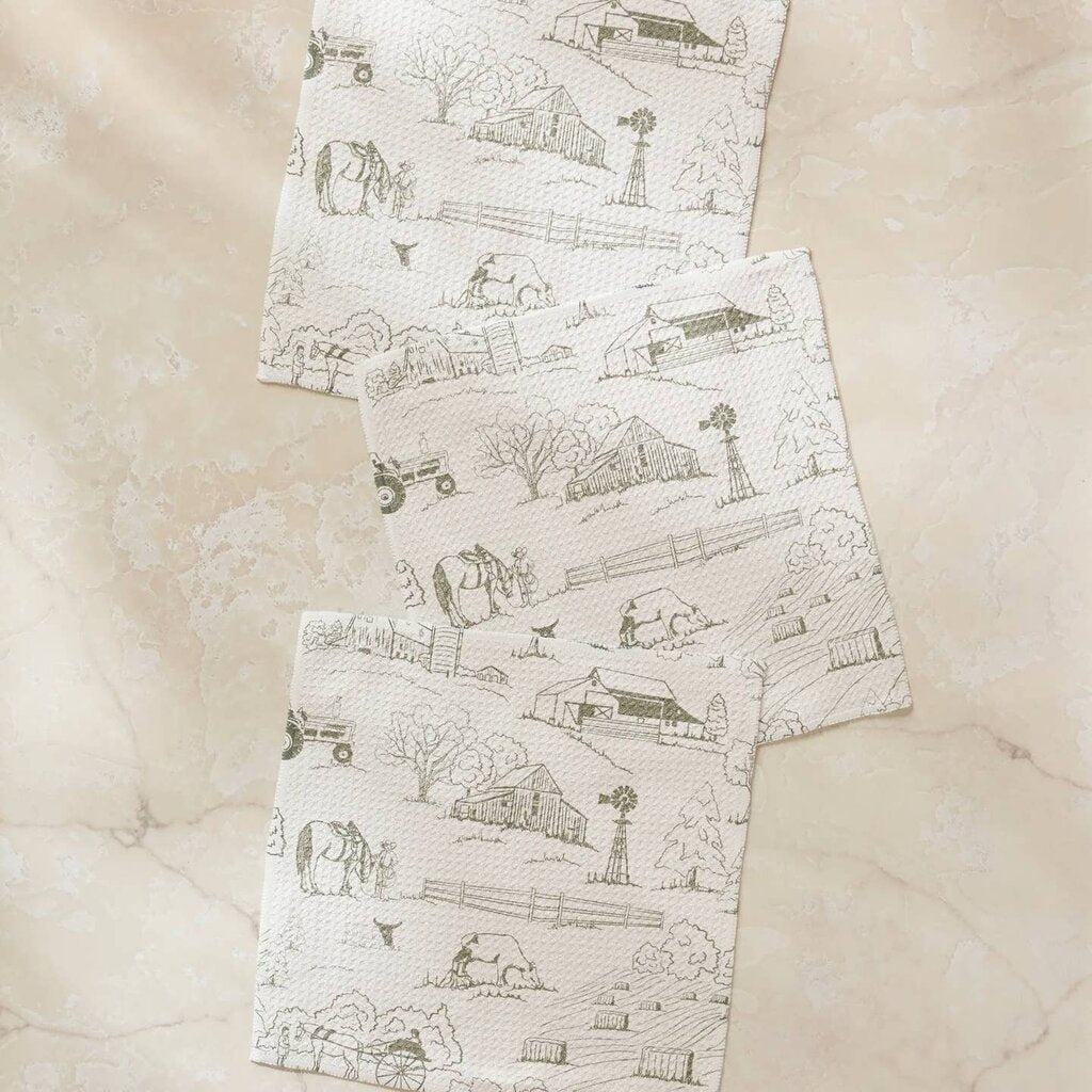 Farmyard Geometry Dishcloth Set