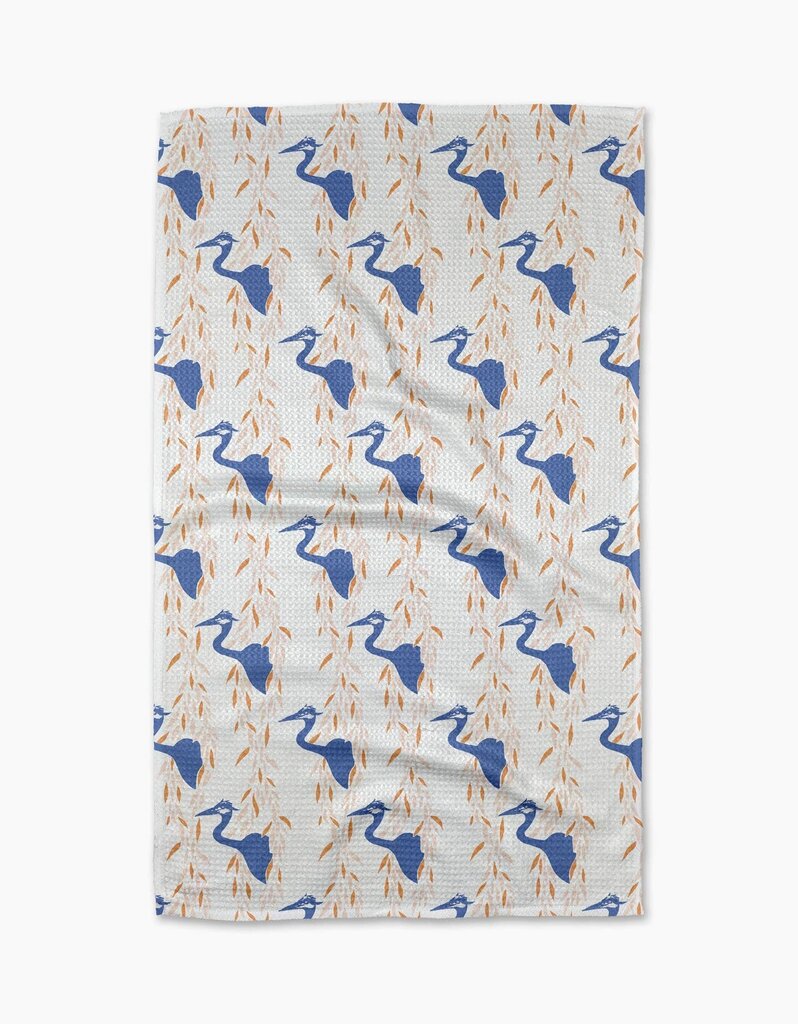 Blue Heron Geometry Tea Towel