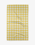 Lemon Gingham Geometry Tea Towel