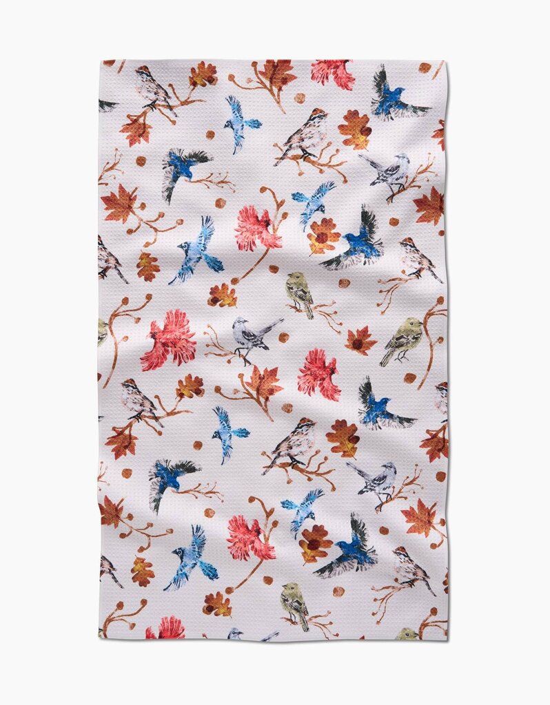 Autumnal Bird Skies Geometry Tea Towel