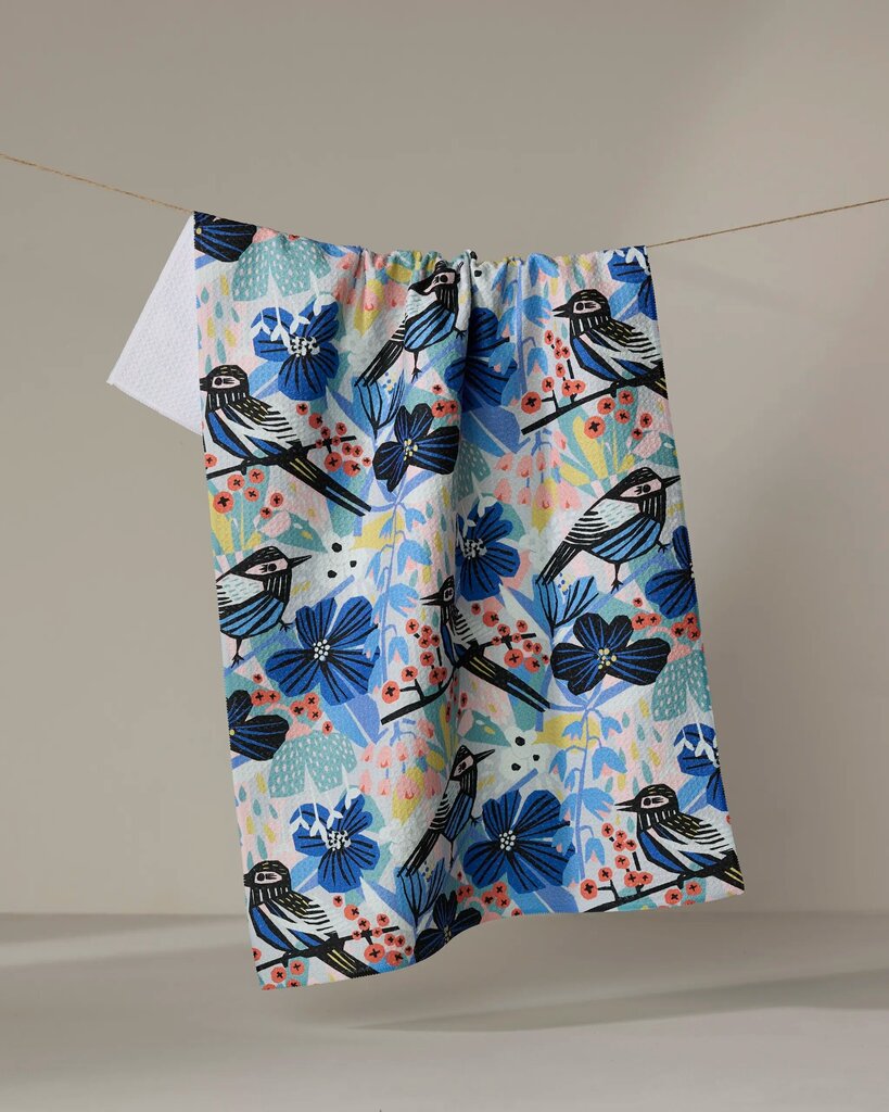Birds And Berries Geometry Tea Towel
