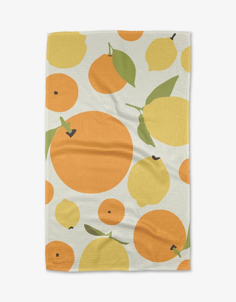 Sunny Lemons And Oranges Geometry Tea Towel