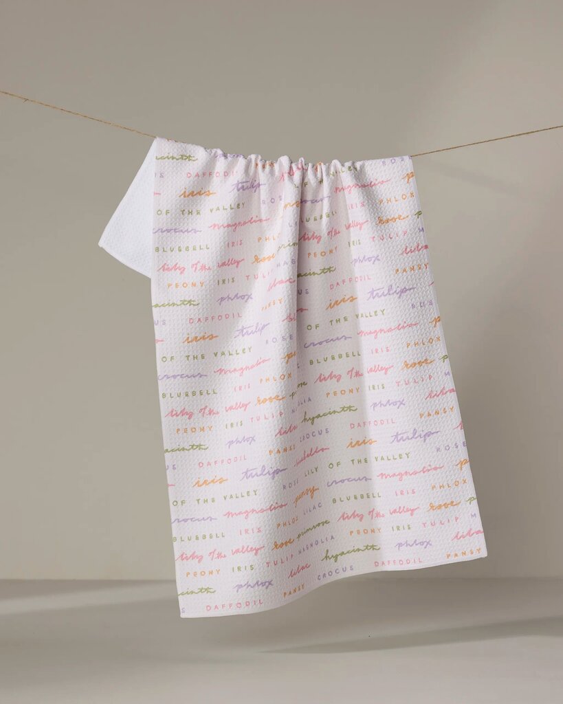 Spring Flowers Geometry Tea Towel