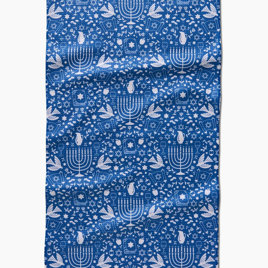 Hanukkah Sameach Geometry Tea Towel