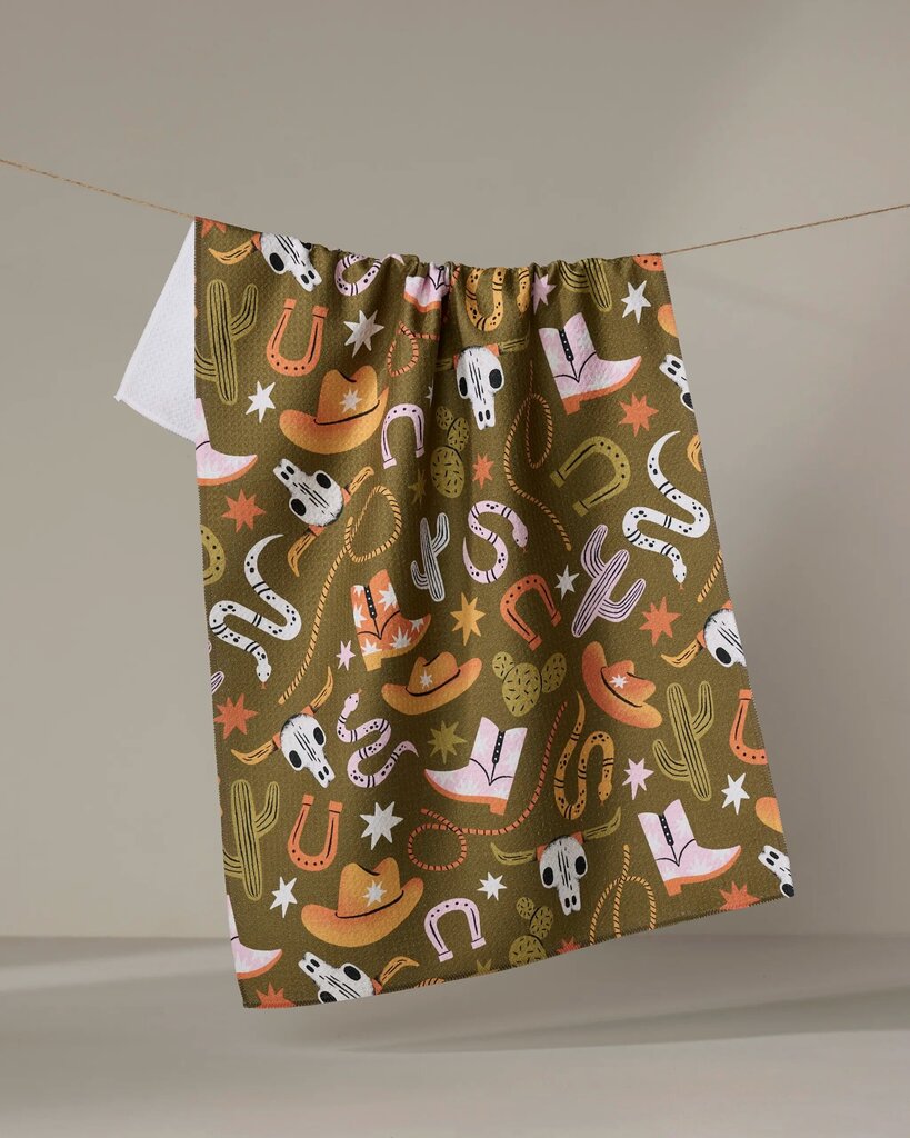 Wild Cowboy Geometry Tea Towel