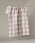 Vintage Gingham Natural Geometry Tea Towel