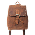 Yellowstone Longhorn Amber Studded Leather Backpack Dark Brown S-13322
