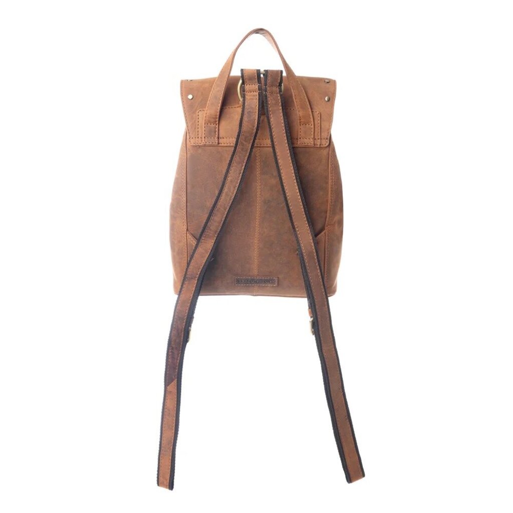 Yellowstone Longhorn Amber Studded Leather Backpack Dark Brown S-13322