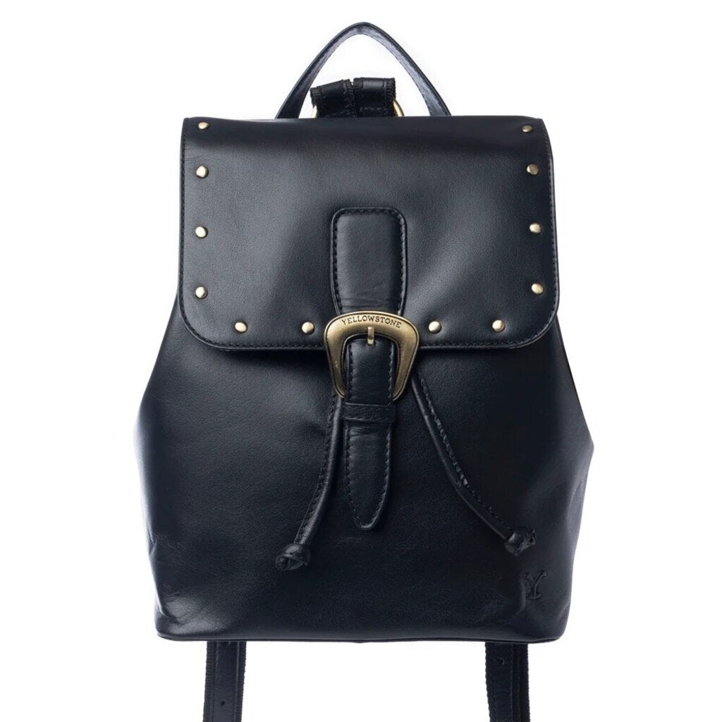 Yellowstone Longhorn Ash Studded Leather Backpack Black S-14001