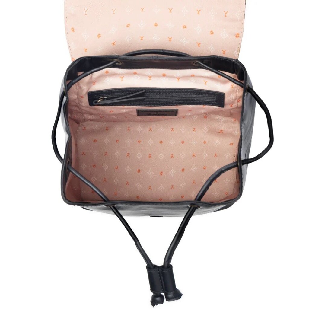 Yellowstone Longhorn Ash Studded Leather Backpack Black S-14001