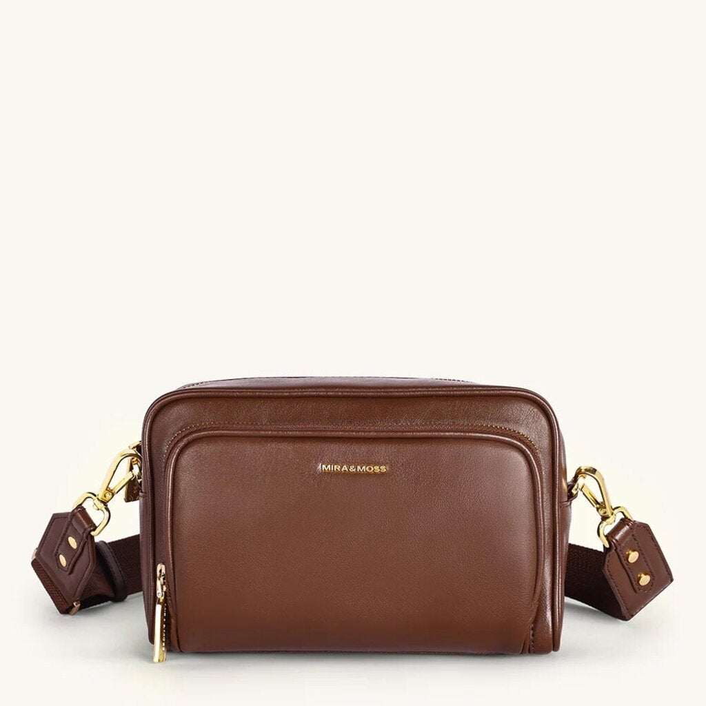 Mira & Moss Lucienne Crossbody Myra Bag - Shiny Chocolate Brown MM-00033