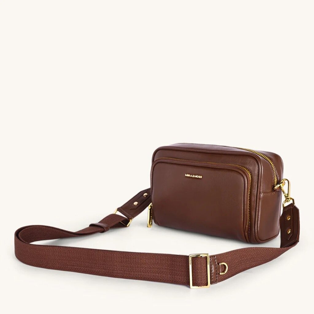 Mira & Moss Lucienne Crossbody Myra Bag - Shiny Chocolate Brown MM-00033