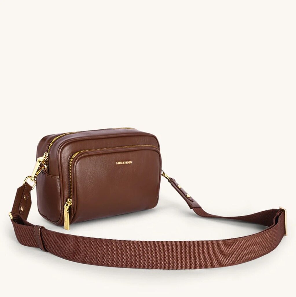 Mira & Moss Lucienne Crossbody Myra Bag - Shiny Chocolate Brown MM-00033