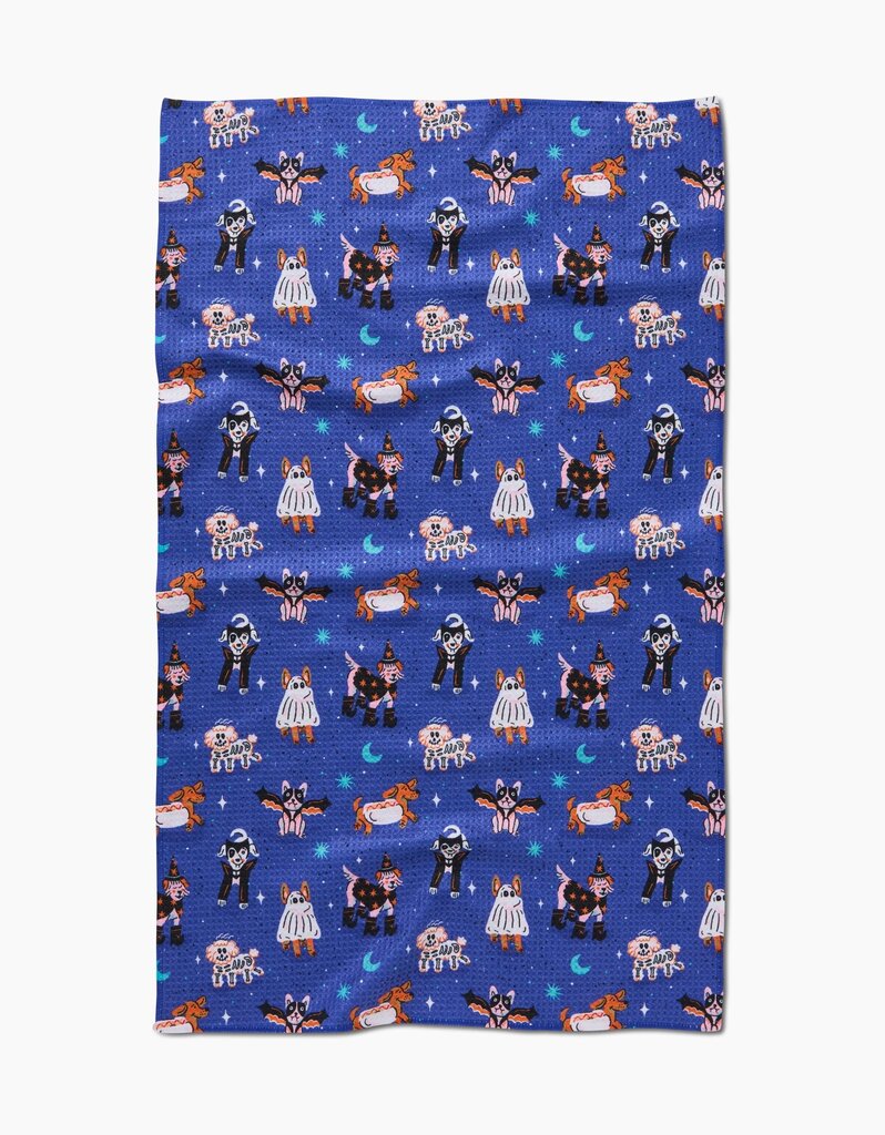 Halloween Hounds Geometry Tea Towel