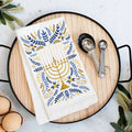 Hanukkah Menorah Flowers Tea Towel TT-5056