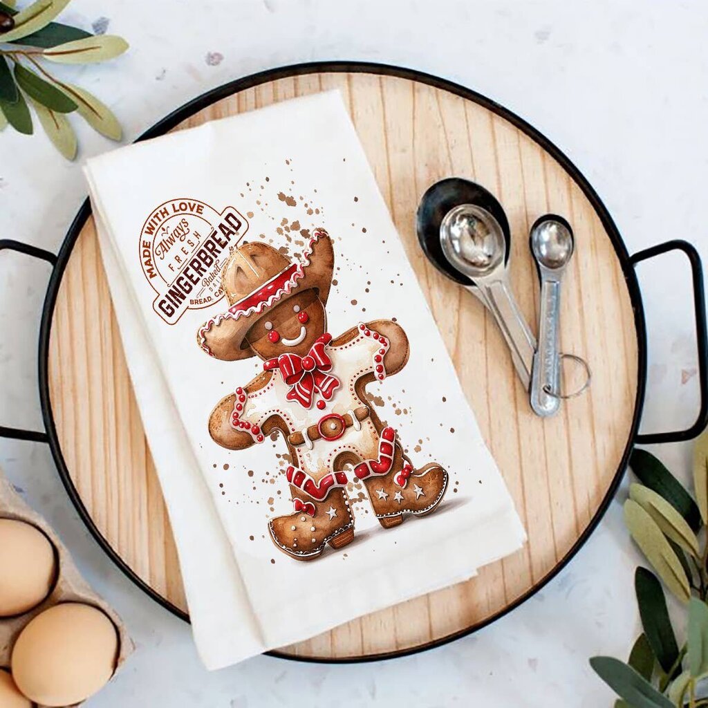 Cowboy Gingerbread Man Tea Towel TT-4981