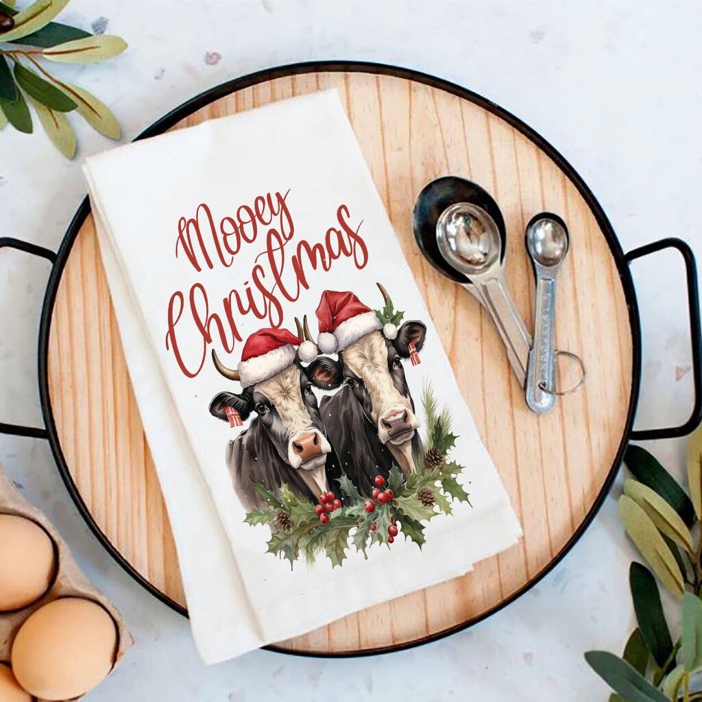 Mooey Christmas Cows Farm Tea Towel TT-4956