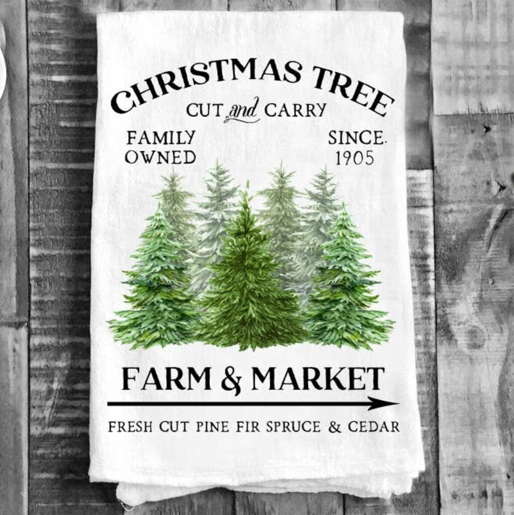 Christmas Tree Farm Market Flour Sack Tea Towel TT-4576
