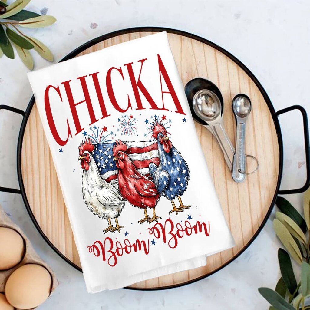 Patriotic Chicka Boom Boom Flour Sack Tea Towel TT-5117