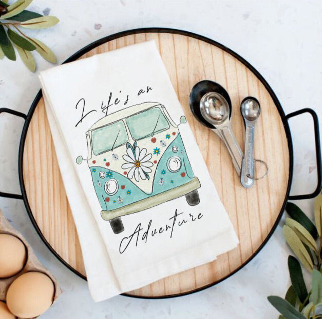 Life Is An Adventure VW Bus Flour Sack Tea Towel TT- 2596