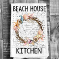 Beach House Kitchen Sea Shells Wreath Flour Sack Tea Towel TT-2033