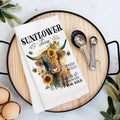 Highland Cow Sunflower Farm Flour Sack Tea Towel TT-1604
