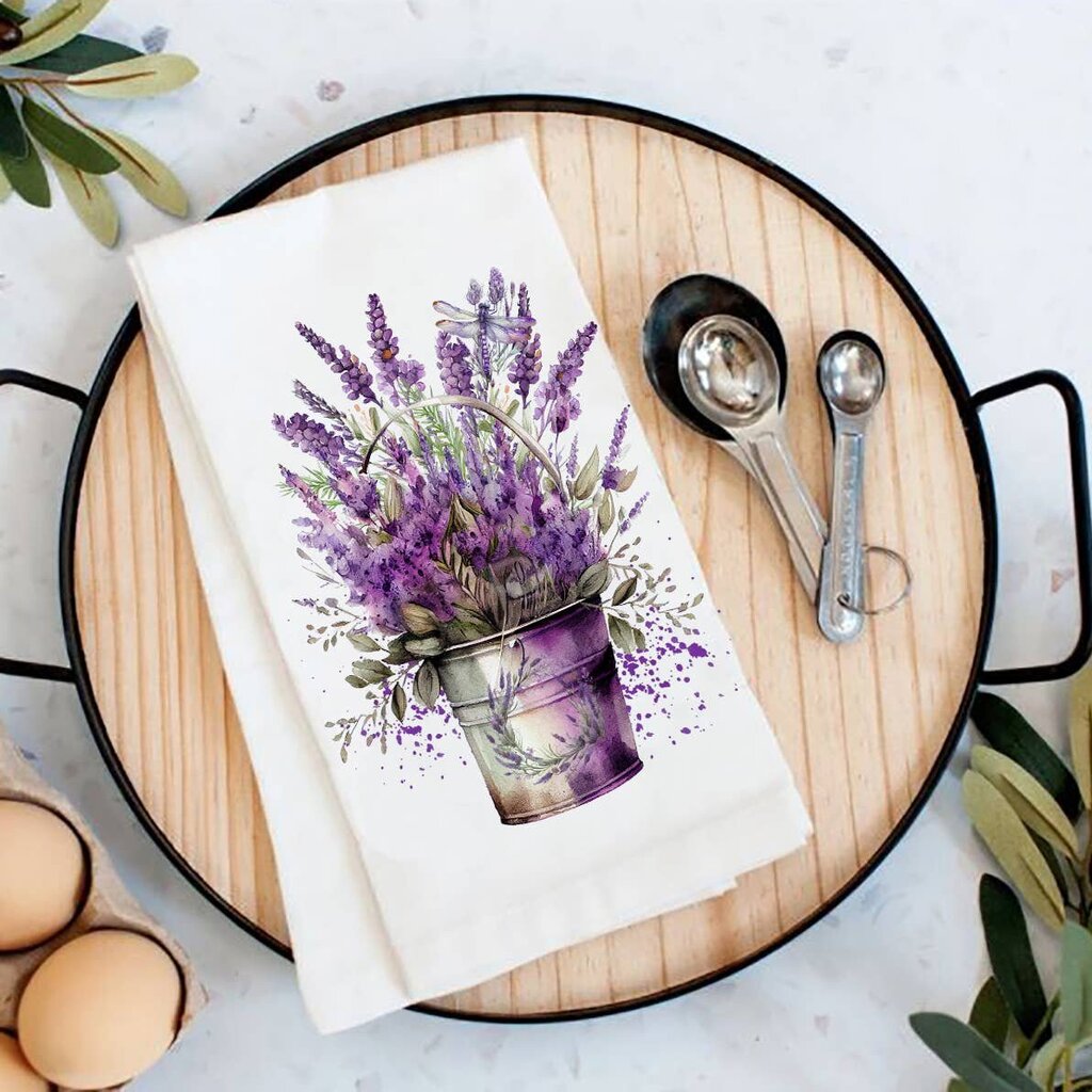 Spring Garden Lavender Bouquet Flour Sack Tea Towel TT-1187
