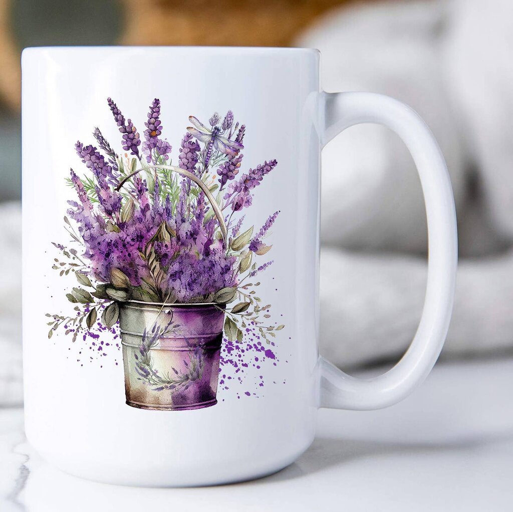 Spring Garden Lavender Bouquet 15 oz MUG-1187