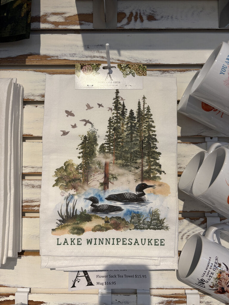 Loons On Lake Winni Flour Sack Tea Towel TT-10234