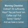 Morning Checklist 7X7 Sign t6430 OLD WILLIAMSBURG BLUE