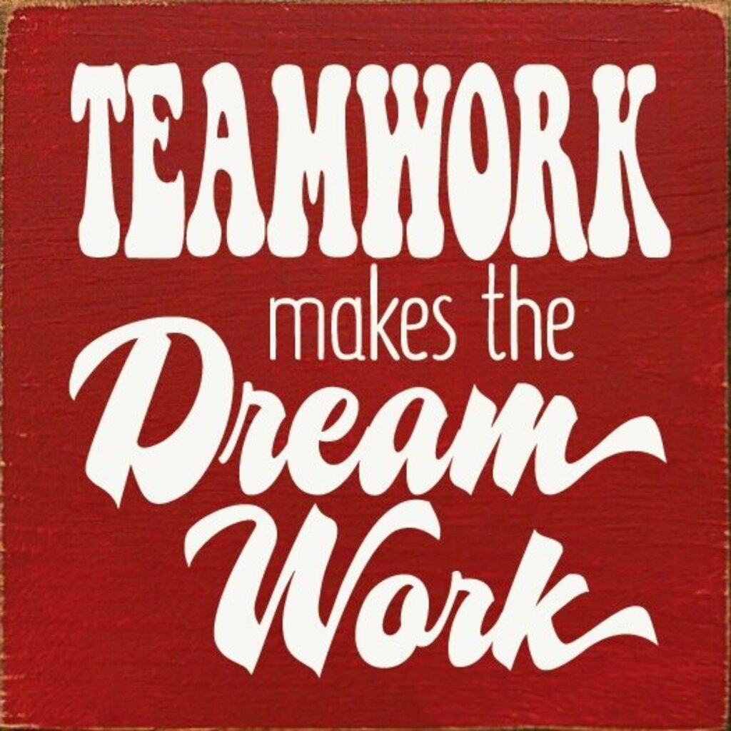 Teamwork Sign 7X7 OLD RED t6124