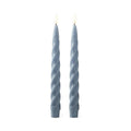 LIGHT BLUE Spiral LED Timer Taper Candle 19642E-BLLT Set of 2 9.75"