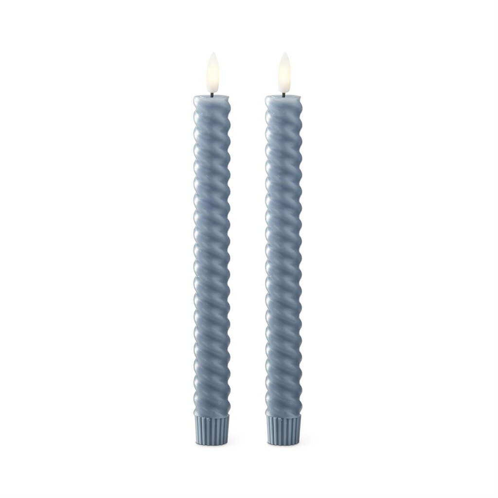 LIGHT BLUE Spiral LED Timer Taper Candle 19642C-BLLT Set of 2 9.75"