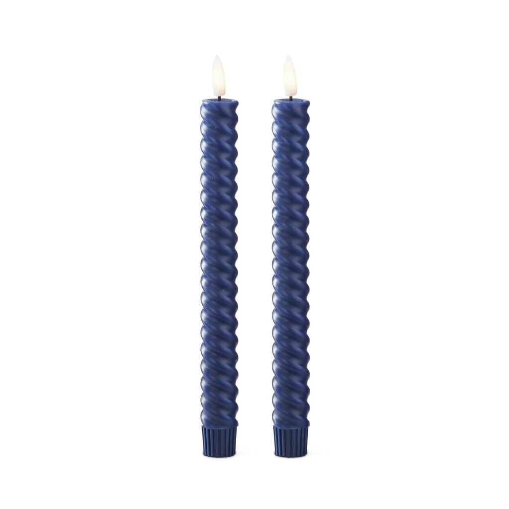 DARK BLUE Spiral LED Timer Taper Candle 19642C-BLDK Set of 2 9.75"