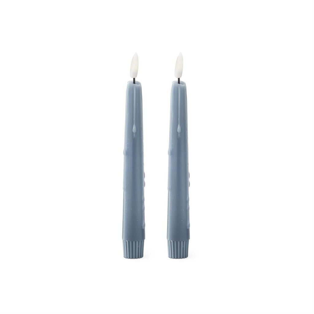 LIGHT BLUE Drip LED 8" Timer Taper Candle 19642A-BLLT