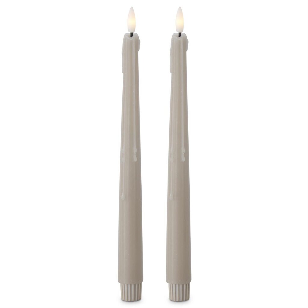 TAUPE Drip LED 11.5" Timer Taper Candle 19642B-TP