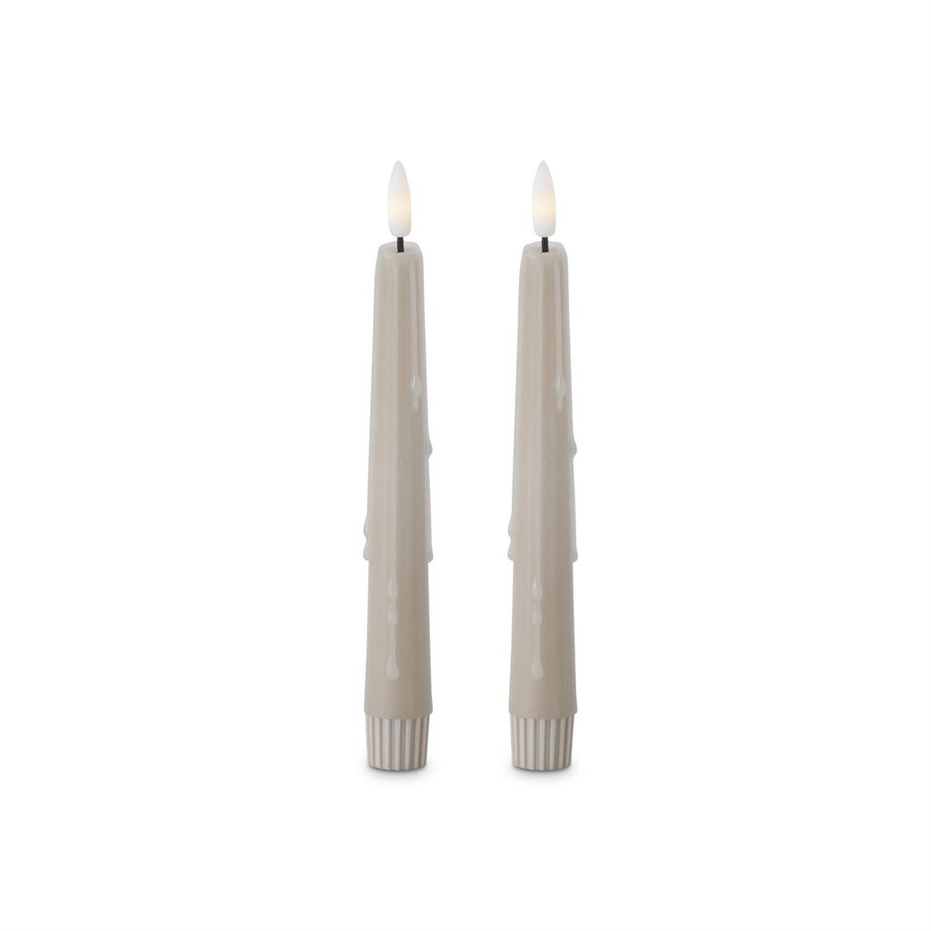 TAUPE Spiral LED Taper Timer Candle 9.75" 19642E-TP Set/2