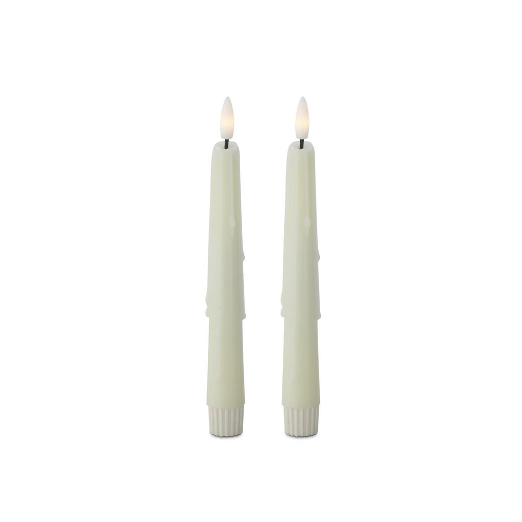 CREAM Drip LED 8" Timer Taper Candle 19642A-CR