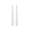 WHITE Spiral LED Timer Taper Candle 19642E-WH Set of 2 9.75"