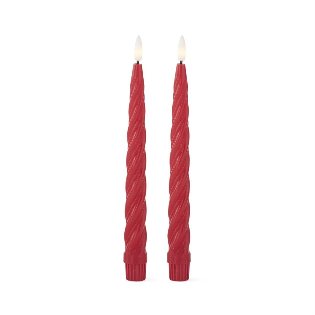 RED Spiral LED Taper Timer Candle 9.75" 19642E-RD Set of 2