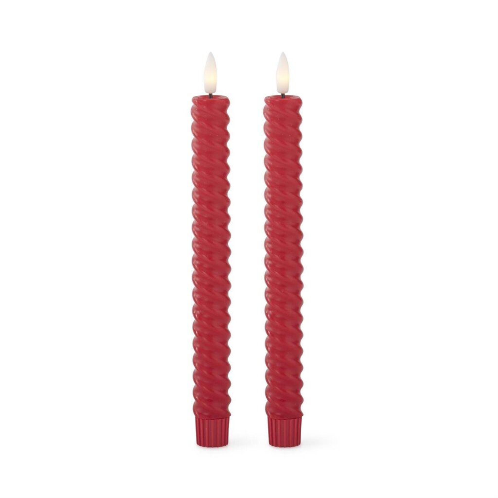 RED Spiral LED Taper Timer Candle 9.75" 19642C-RD Set of 2