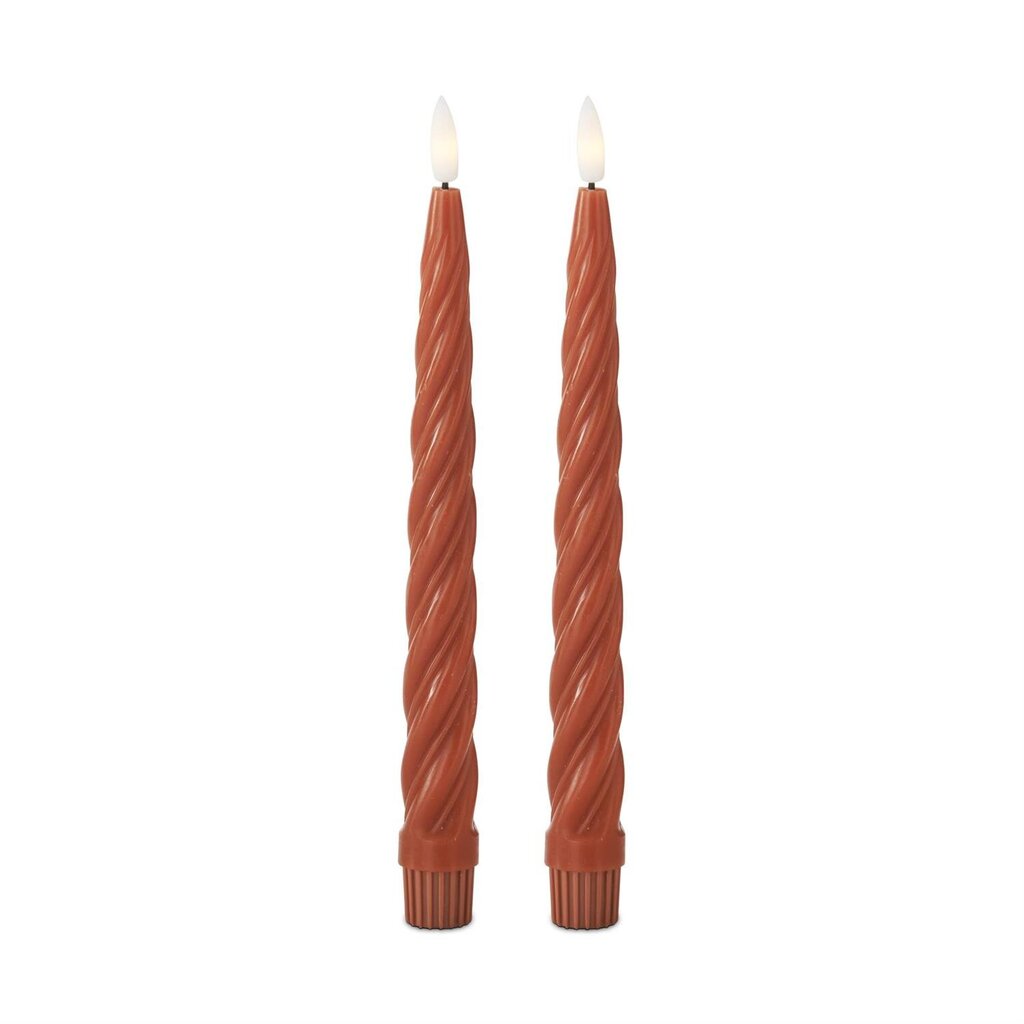 RUST Spiral LED Taper Timer Candle 9.75" 19642E-RU Set of 2
