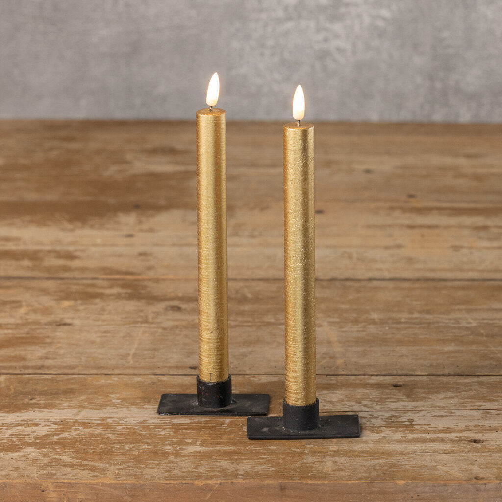 GOLD 3D Flame Taper Candle Set of 2 NY236625