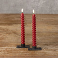 TWIST RED 3D Flame Taper Candle 9.5" Set of 2 NY236312