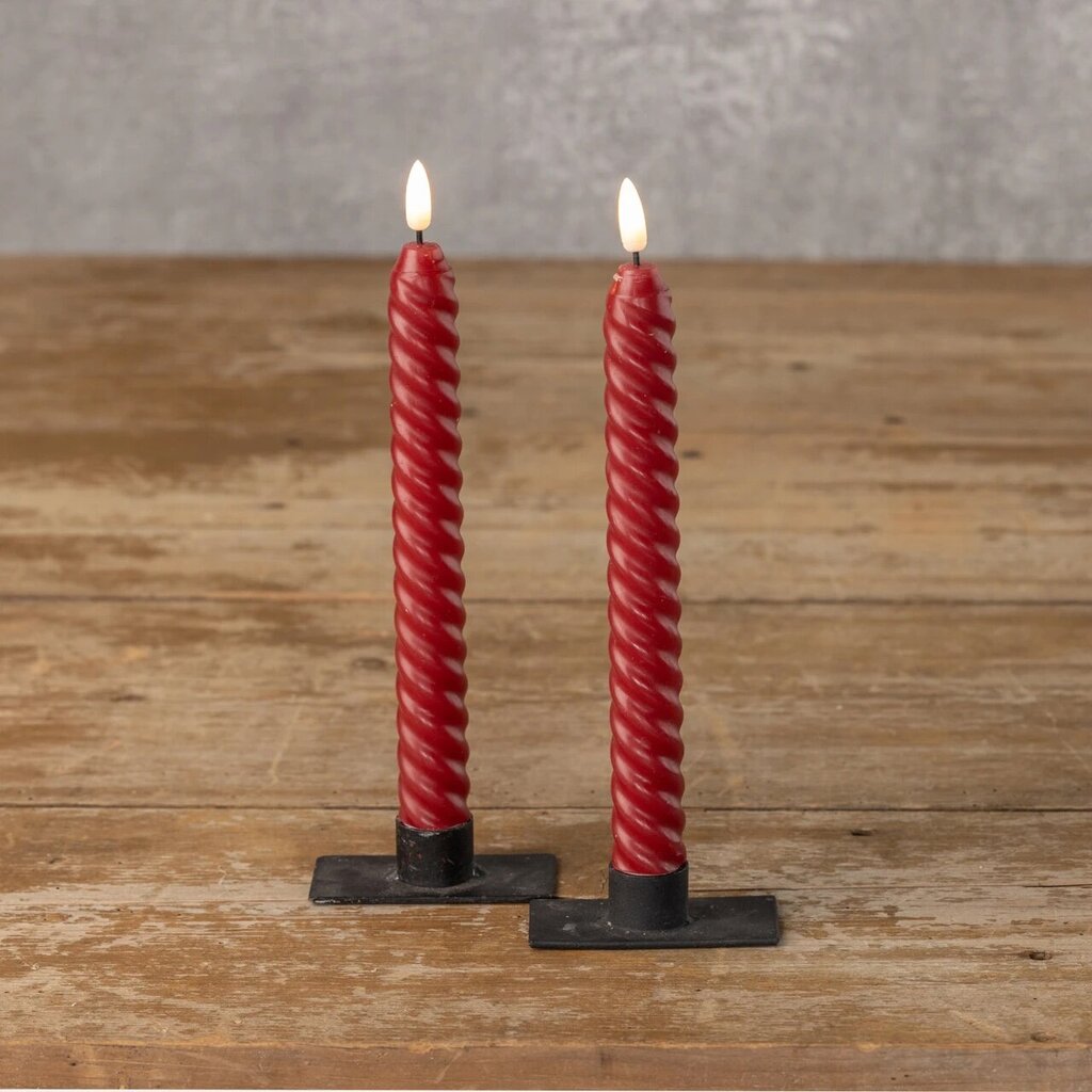 TWIST RED 3D Flame Taper Candle 9.5" Set of 2 NY236312